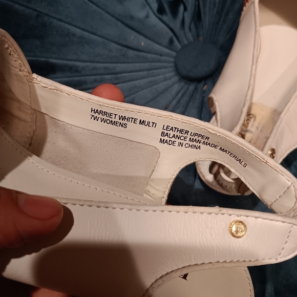 BASS HARRIET Leather SLINGBACK SANDALS White Multi Color 7 SHOES Geometry - Picture 5 of 5